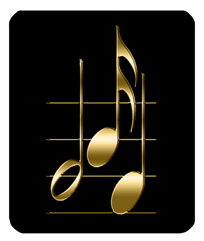 DF35-382-GD-BK Gold Music Notes Black